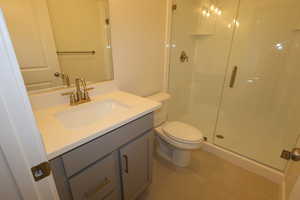 Guest bath in basement with upgrades step in shower
