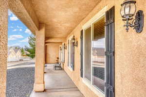 View of patio featuring covered porch