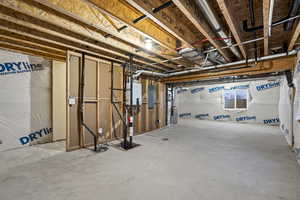 Basement with electric panel