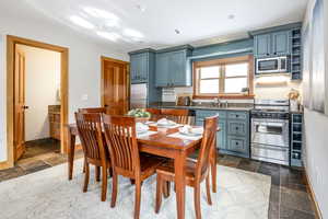 Dining area featuring sink