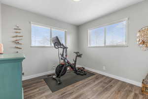 Bedroom #2 (currently being used as a gym) Featuring new trim and paint