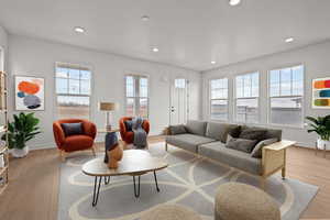 Living room featuring light wood-type flooring