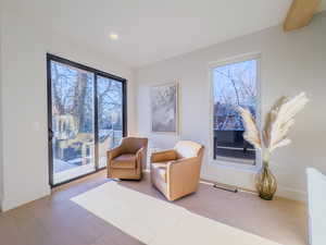 Living area featuring light hardwood / wood-style flooring