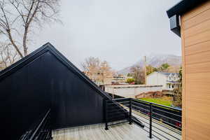 Balcony with a mountain view