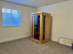 Unfurnished bedroom with carpet flooring