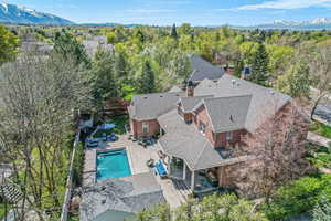 Aerial view featuring a mountain view