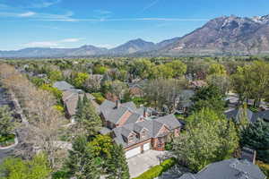 Drone / aerial view with a mountain view