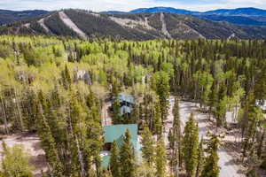 Bird's eye view with a mountain view