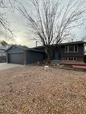 View of front of home with a garage