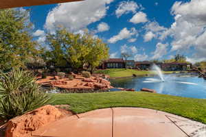 View of stream and pond from back patio