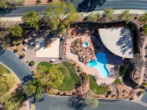 Birds eye view of Pauite Springs pool, and spa area.