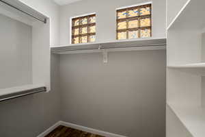 Spacious  walk in closet in primary bedroom