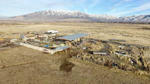 Aerial view featuring a mountain view and a rural view