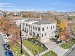 Aerial view featuring a mountain view