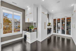 Interior space with dark wood-type flooring