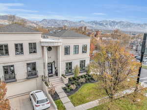 View of front facade with a mountain view