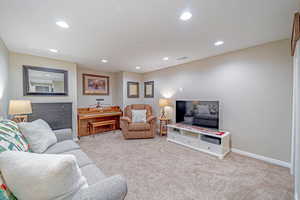 Living room featuring carpet flooring