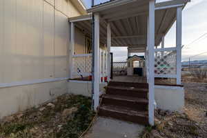 Exterior space with covered porch