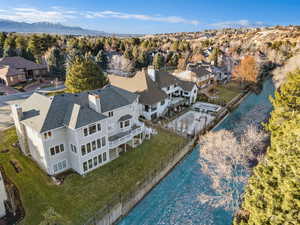 Drone / aerial view with a mountain view with Little Cottonwood Creek