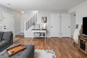 Living room featuring hardwood / wood-style floors