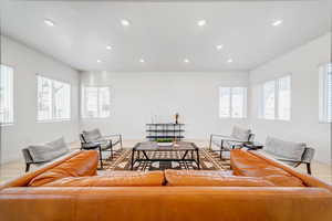 Living room featuring light wood-type flooring