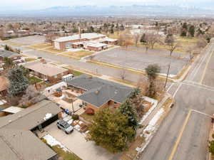 Aerial view looking westward (no buildings immediately to the west) toward the Oquirrhs