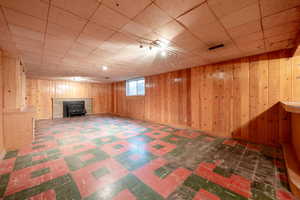 Family room with fireplace stove