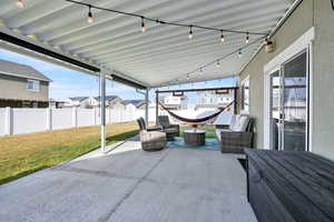 View of patio with outdoor lounge area