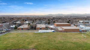 Bird's eye view with a mountain view