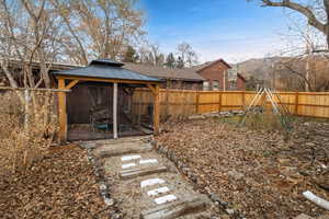 View of yard featuring a gazebo