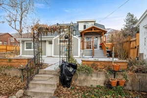 View of front of home with a mountain view