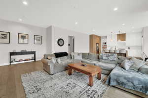 Living room featuring light hardwood / wood-style flooring