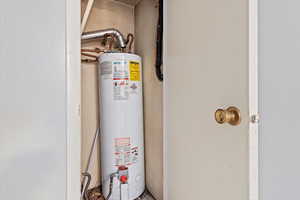 Utility room featuring gas water heater