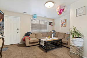 View of carpeted living room