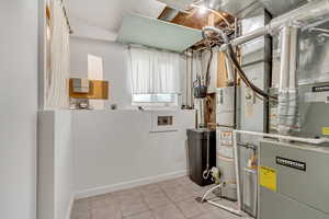 Utilities with gas water heater and heating unit