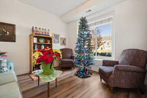 Living room featuring hardwood / wood-style flooring