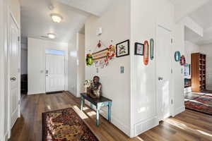 Foyer entrance featuring hardwood / wood-style flooring