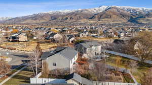 Aerial view featuring a mountain view