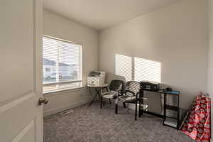 Interior space with carpet floors