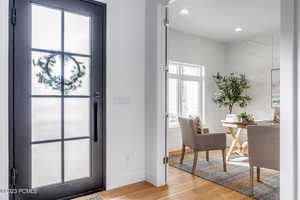 Interior space with light hardwood / wood-style floors