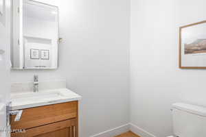 Bathroom with vanity and toilet