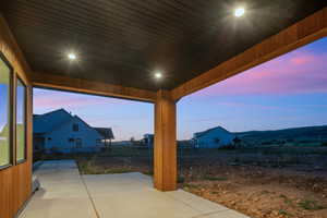 View of patio terrace at dusk