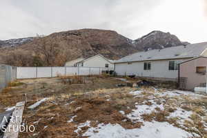 Exterior space featuring a mountain view