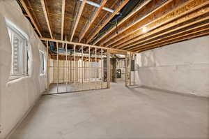 Basement with heating unit