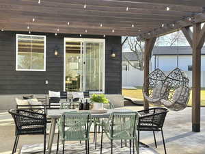 View of patio / terrace with a pergola and outdoor lounge area