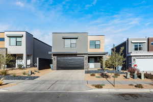 Modern home with a garage