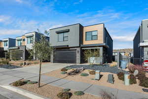 Contemporary home with a garage