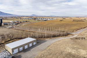 Aerial view with a mountain view and a rural view