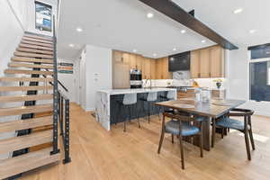 Dining room featuring light hardwood / wood-style floors and sink