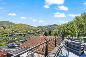 Balcony with a mountain view